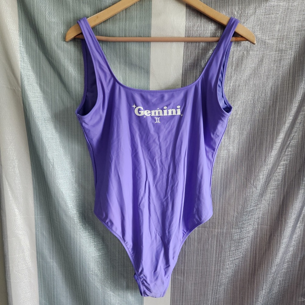 Aerie Gemini Astrology One Piece Swimsuit Purple Cheekiest High‎ Cut XL UPF 50